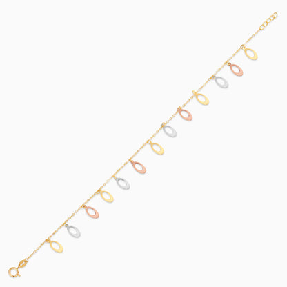 18K Gold Tri-Color Charm Bracelet