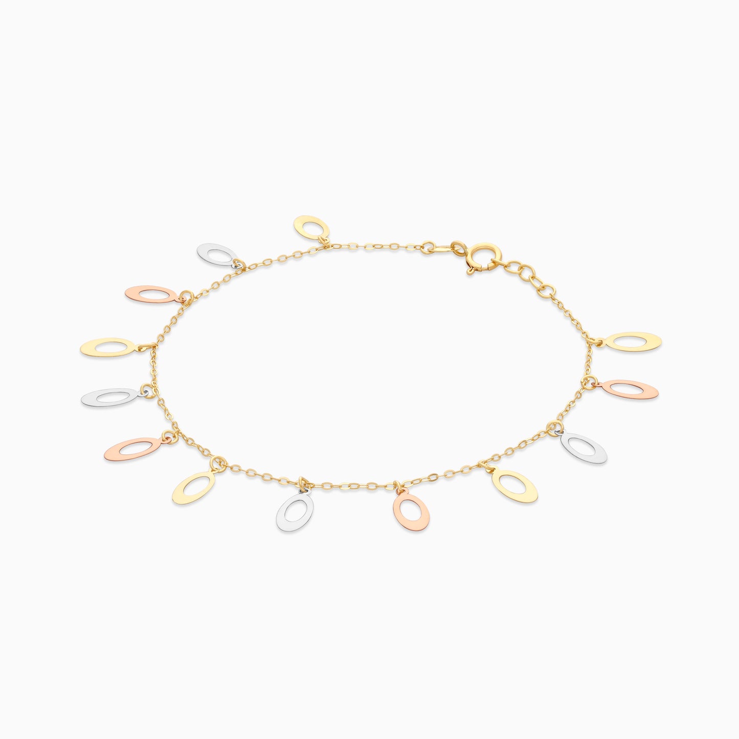 18K Gold Tri-Color Charm Bracelet