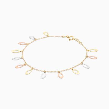 18K Gold Tri-Color Charm Bracelet
