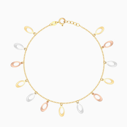 18K Gold Tri-Color Charm Bracelet
