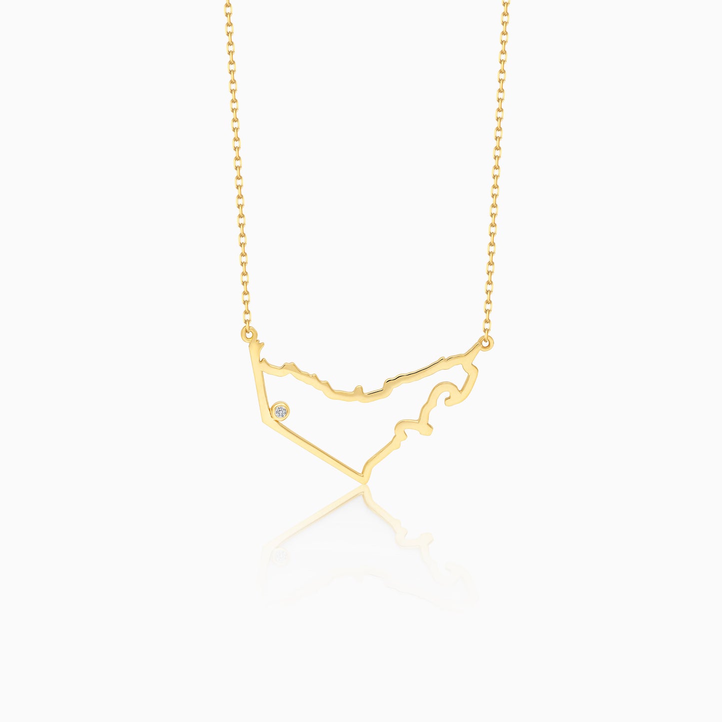 18K Yellow Gold UAE map With Natural Diamond Necklace