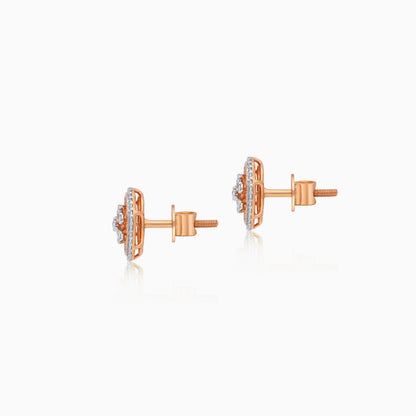 18K Gold With Natural Diamonds Circle Shape Pair of Earrings - Ada