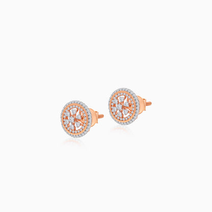 18K Gold With Natural Diamonds Circle Shape Pair of Earrings - Ada