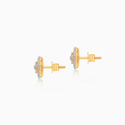 18K Gold With Natural Diamonds Circle Shape Pair of Earrings - Ada