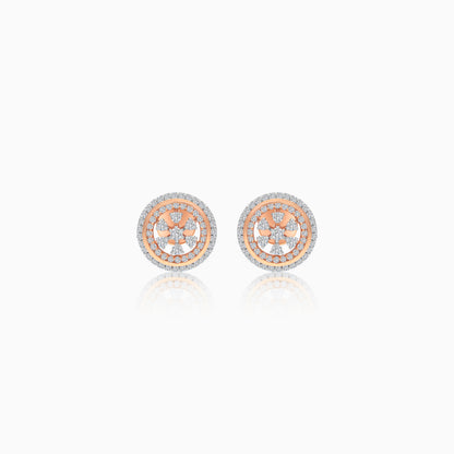 18K Gold With Natural Diamonds Circle Shape Pair of Earrings - Ada