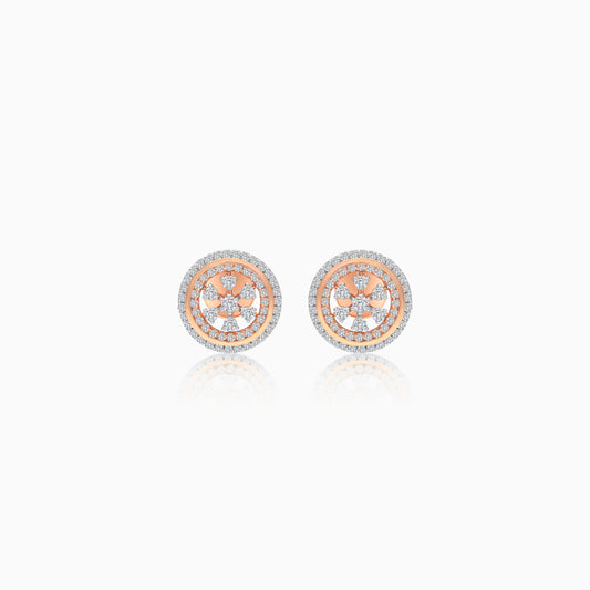 18K Gold With Natural Diamonds Circle Shape Pair of Earrings - Ada