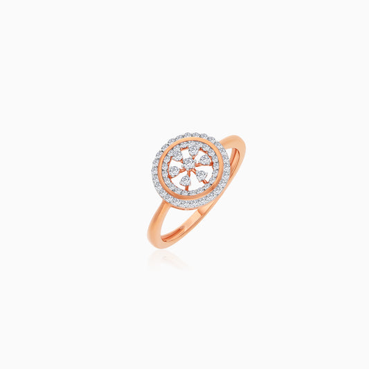 18K Rose Gold With Natural Diamonds Circle Shape Ring - Ada