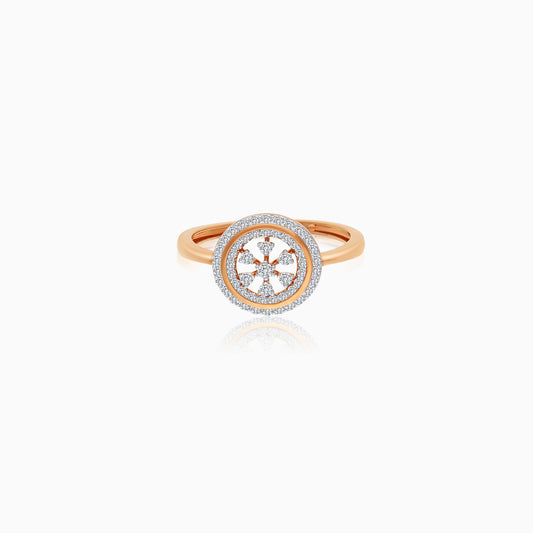 18K Rose Gold With Natural Diamonds Circle Shape Ring - Ada