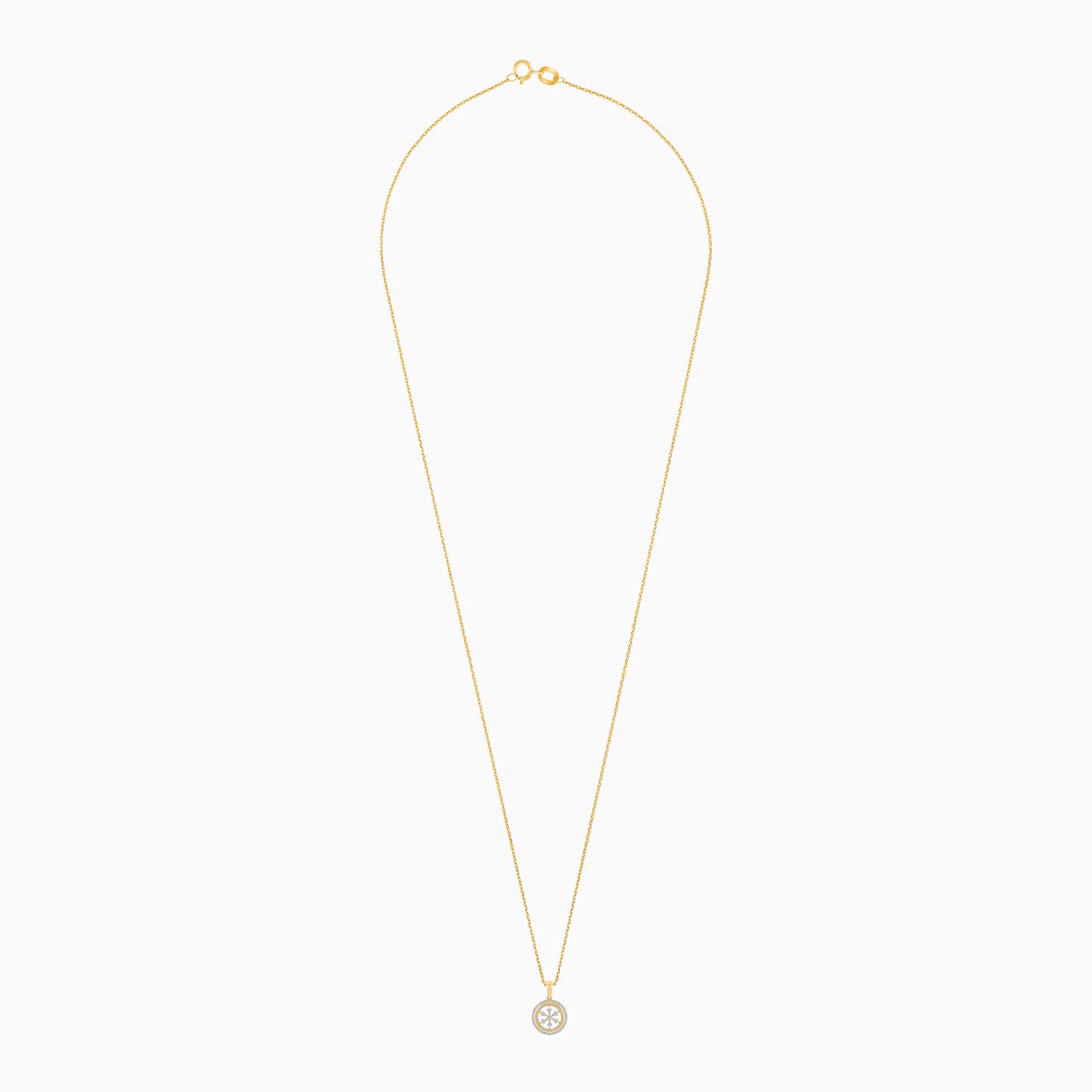 18K Gold With Natural Diamonds Pendant Chain Circle Shape - Ada
