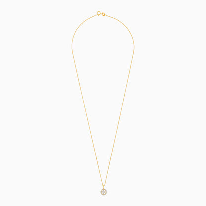 18K Gold With Natural Diamonds Pendant Chain Circle Shape - Ada