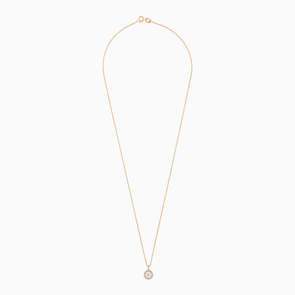 18K Gold With Natural Diamonds Pendant Chain Circle Shape - Ada
