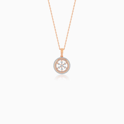 18K Gold With Natural Diamonds Pendant Chain Circle Shape - Ada