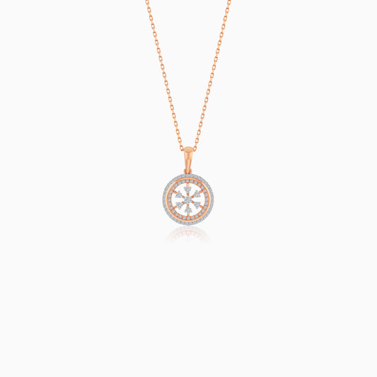 18K Gold With Natural Diamonds Pendant Chain Circle Shape - Ada