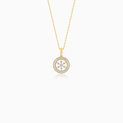 18K Gold With Natural Diamonds Pendant Chain Circle Shape - Ada