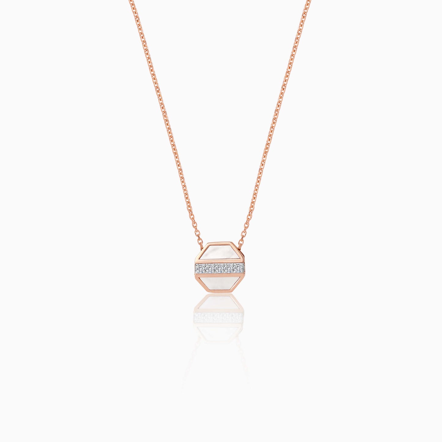 18K Rose Gold Chain with Mother of Pearl and Natural Diamonds - Bovo Collection