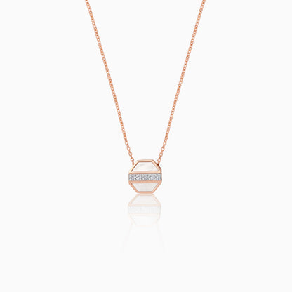18K Rose Gold Chain with Mother of Pearl and Natural Diamonds - Bovo Collection