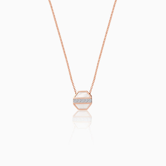 18K Rose Gold Chain with Mother of Pearl and Natural Diamonds - Bovo Collection