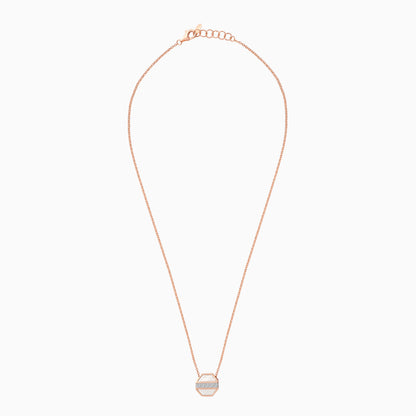18K Rose Gold Chain with Mother of Pearl and Natural Diamonds - Bovo Collection