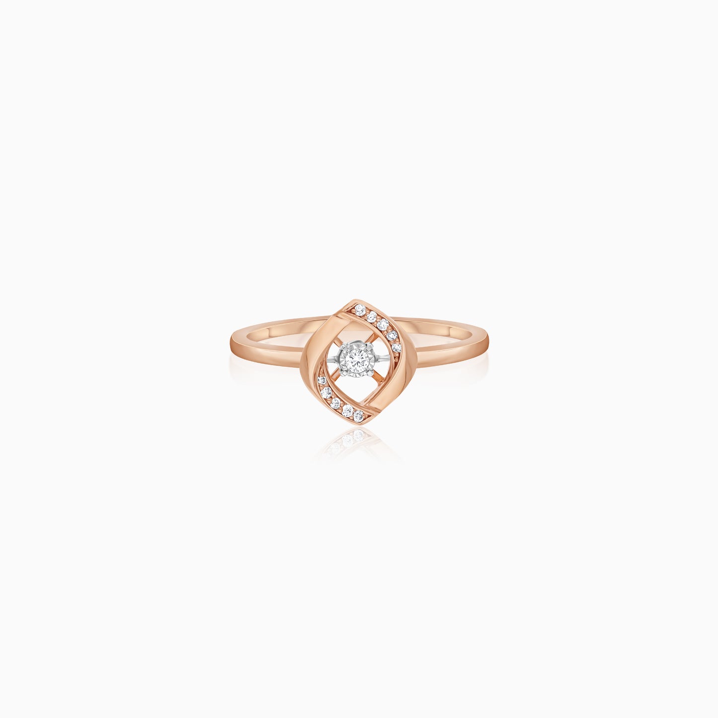 18K Rose Gold Dancing Diamond Ring