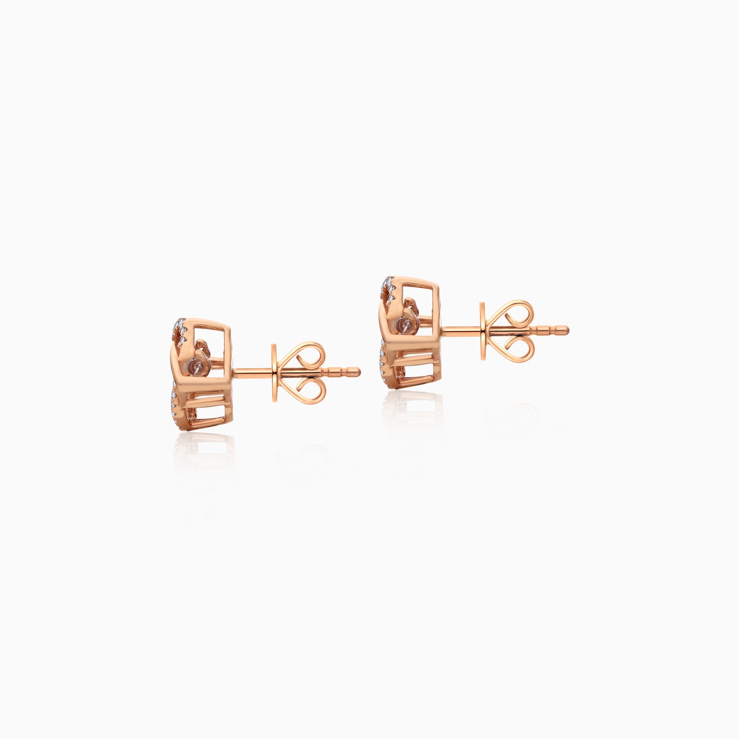 18K Rose Gold Dancing Diamonds Pair of Earrings
