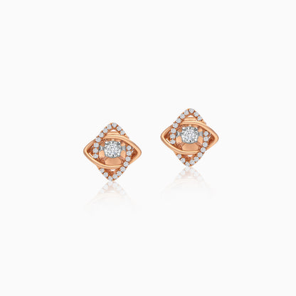 18K Rose Gold Dancing Diamonds Pair of Earrings