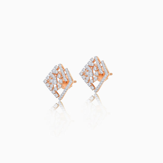 18K Rose Gold Elegant Pair of Earrings With Natural Diamonds - Ada