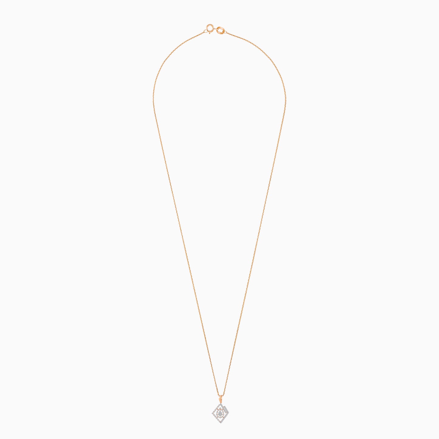 18K Rose Gold Elegant Pendant Chain With Natural Diamonds - Ada Collection