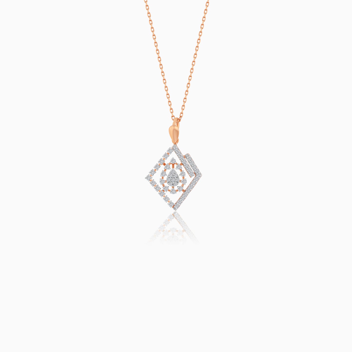 18K Rose Gold Elegant Pendant Chain With Natural Diamonds - Ada Collection