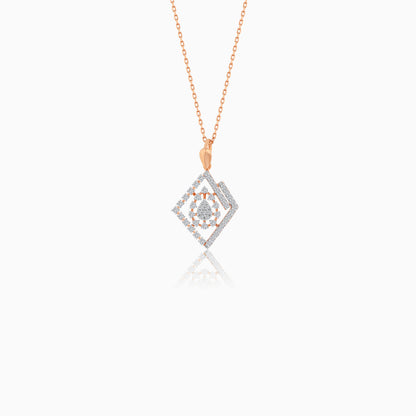 18K Rose Gold Elegant Pendant Chain With Natural Diamonds - Ada Collection
