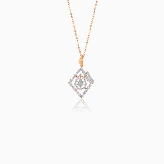 18K Rose Gold Elegant Pendant Chain With Natural Diamonds - Ada Collection