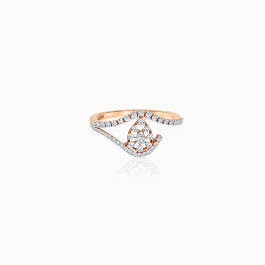 18K Rose Gold Elegant Ring With Natural Diamonds