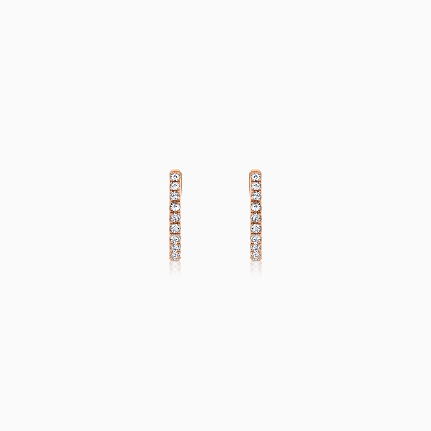 18K Rose Gold Huggie Round Natural Diamond Earrings