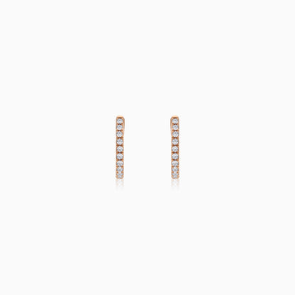 18K Rose Gold Huggie Round Natural Diamond Earrings