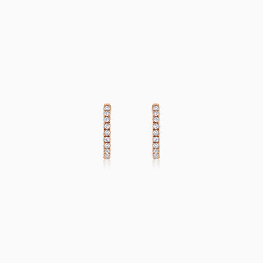 18K Rose Gold Huggie Round Natural Diamond Earrings