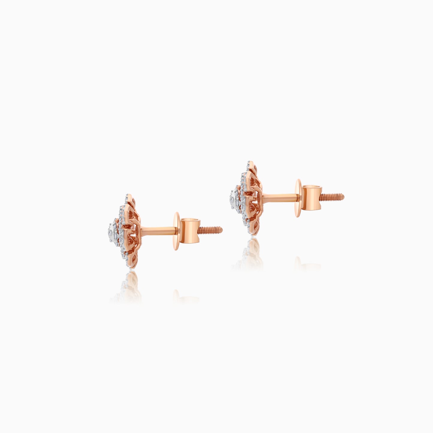 18K Rose Gold Pair of Earrings with Natural Diamonds - Ada