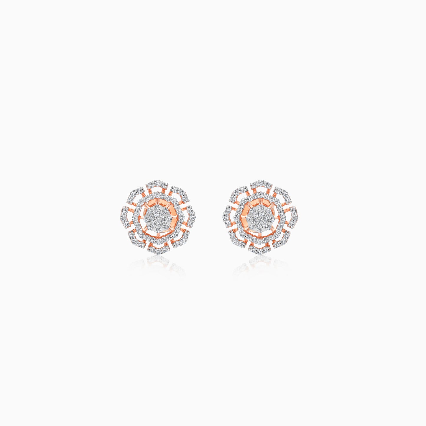 18K Rose Gold Pair of Earrings with Natural Diamonds - Ada