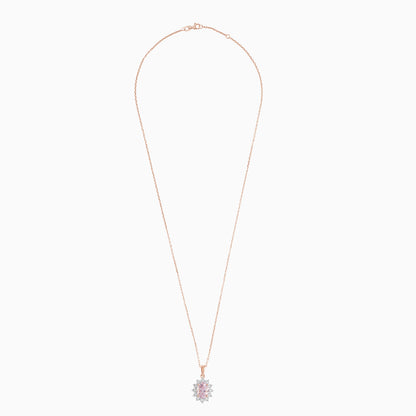 18K Rose Gold Pendant Chain Oval Morganite and Natural Diamonds - Diana Collection