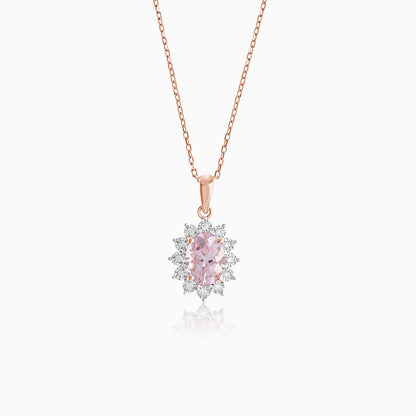 18K Rose Gold Pendant Chain Oval Morganite and Natural Diamonds - Diana Collection