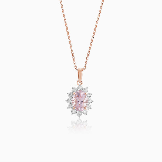 18K Rose Gold Pendant Chain Oval Morganite and Natural Diamonds - Diana Collection