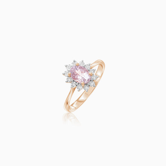 18K Rose Gold Ring Oval Morganite and Natural Diamonds - Diana Collection