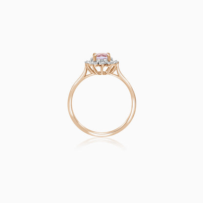 18K Rose Gold Ring Oval Morganite and Natural Diamonds - Diana Collection