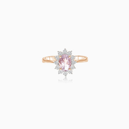 18K Rose Gold Ring Oval Morganite and Natural Diamonds - Diana Collection