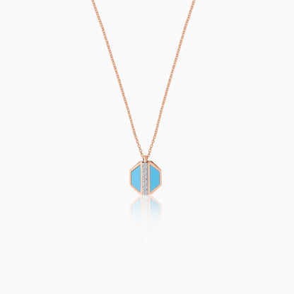 18K Rose Gold Turquoise Pendant with Natural Diamonds - Bovo Collection