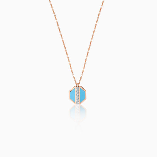 18K Rose Gold Turquoise Pendant with Natural Diamonds - Bovo Collection