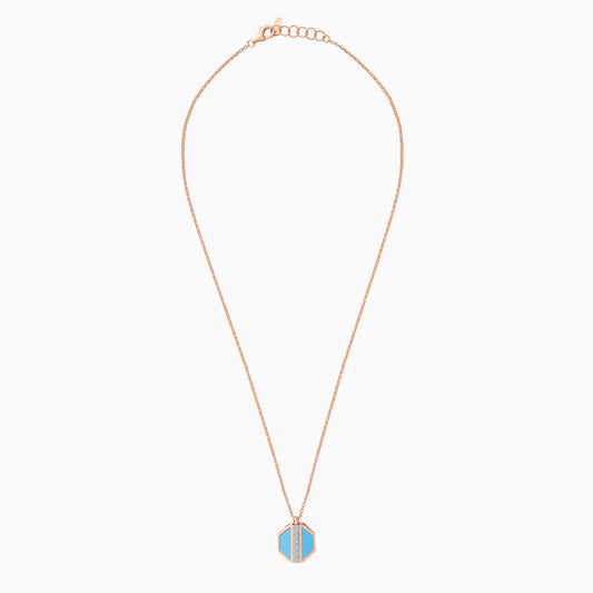 18K Rose Gold Turquoise Pendant with Natural Diamonds - Bovo Collection