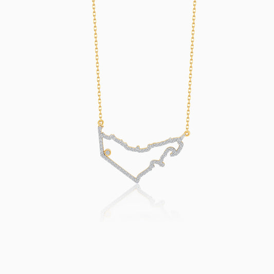 18K UAE Map Gold Necklace With Natural Diamonds