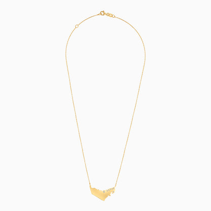 18K Yellow Gold UAE Map Necklace and Natural Diamonds