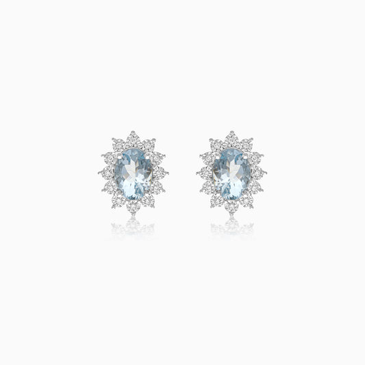 18K White Gold Aquamarine and Natural Diamonds Pair of Earrings - Diana