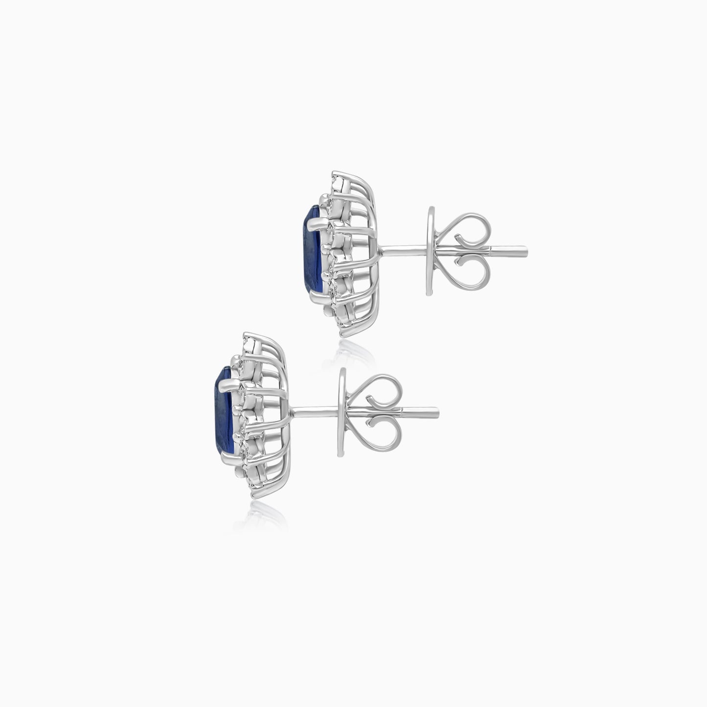 18K White Gold Blue Sapphire and Natural Diamonds Earrings - Diana