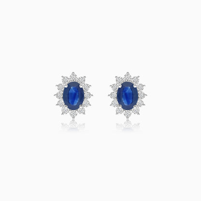 18K White Gold Blue Sapphire and Natural Diamonds Earrings - Diana